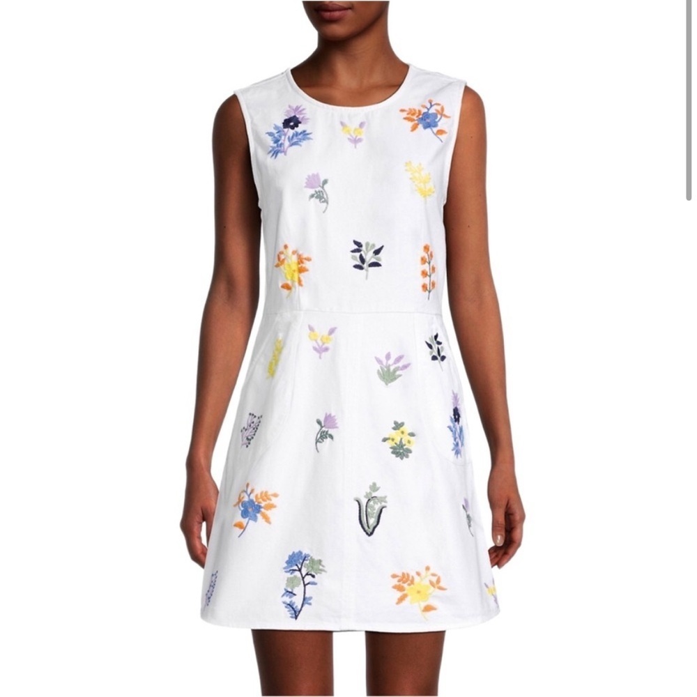 Roller Rabbit Kiki White Embroidered Sleeveless Dress XS
